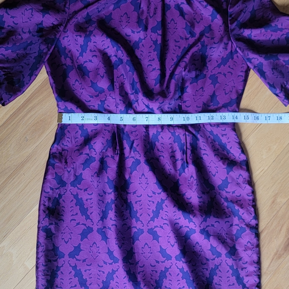 Banana Republic Purple And Navy Floral Patterned Silk Dress - Picture 5 of 9